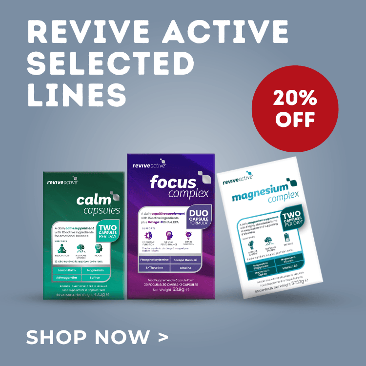 Revive Active selected lines. 20% Off. Shop now.